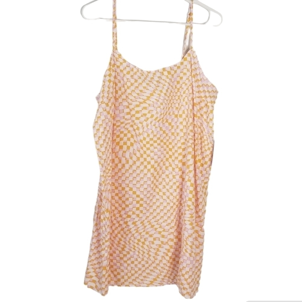 NWT Eloquii Spaghetti Strap Fun Retro Print Mini Sundress Size 14 Orange/Pink
